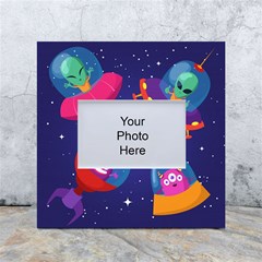 Cartoon Funny Aliens With Ufo Duck Starry Sky Set White Box Photo Frame 4  X 6  by Ndabl3x