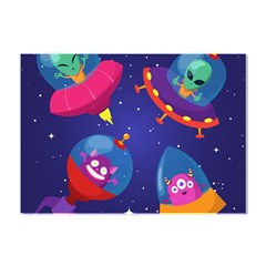 Cartoon Funny Aliens With Ufo Duck Starry Sky Set Crystal Sticker (a4) by Ndabl3x