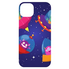 Cartoon Funny Aliens With Ufo Duck Starry Sky Set Iphone 14 Plus Black Uv Print Case by Ndabl3x