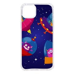 Cartoon Funny Aliens With Ufo Duck Starry Sky Set Iphone 14 Plus Tpu Uv Print Case by Ndabl3x