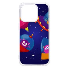 Cartoon Funny Aliens With Ufo Duck Starry Sky Set Iphone 14 Pro Tpu Uv Print Case by Ndabl3x