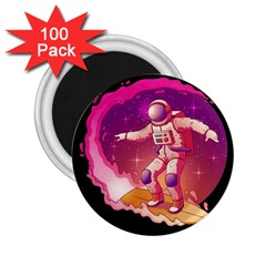 Astronaut Spacesuit Standing Surfboard Surfing Milky Way Stars 2 25  Magnets (100 Pack)  by Ndabl3x