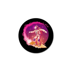 Astronaut Spacesuit Standing Surfboard Surfing Milky Way Stars Golf Ball Marker by Ndabl3x