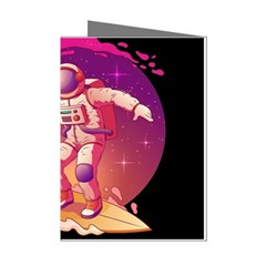 Astronaut Spacesuit Standing Surfboard Surfing Milky Way Stars Mini Greeting Cards (pkg Of 8) by Ndabl3x