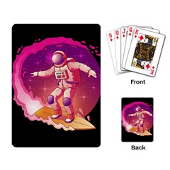 Astronaut Spacesuit Standing Surfboard Surfing Milky Way Stars Playing Cards Single Design (rectangle) by Ndabl3x