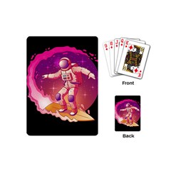 Astronaut Spacesuit Standing Surfboard Surfing Milky Way Stars Playing Cards Single Design (mini) by Ndabl3x