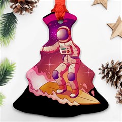 Astronaut Spacesuit Standing Surfboard Surfing Milky Way Stars Ornament (christmas Tree) 