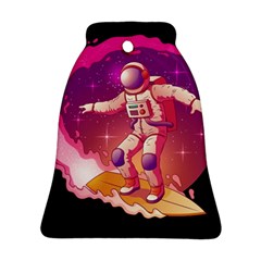 Astronaut Spacesuit Standing Surfboard Surfing Milky Way Stars Bell Ornament (two Sides) by Ndabl3x