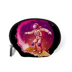 Astronaut Spacesuit Standing Surfboard Surfing Milky Way Stars Accessory Pouch (Small) Back