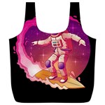 Astronaut Spacesuit Standing Surfboard Surfing Milky Way Stars Full Print Recycle Bag (XXXL) Front