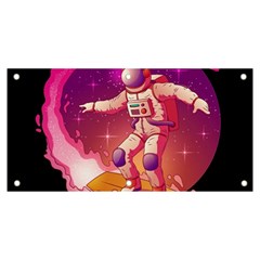 Astronaut Spacesuit Standing Surfboard Surfing Milky Way Stars Banner And Sign 6  X 3  by Ndabl3x