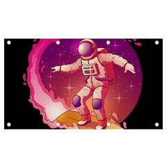 Astronaut Spacesuit Standing Surfboard Surfing Milky Way Stars Banner And Sign 7  X 4  by Ndabl3x