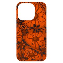 Mazipoodles Love Flowers - Burnt Orange Brown Iphone 14 Pro Black Uv Print Case by Mazipoodles