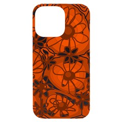 Mazipoodles Love Flowers - Burnt Orange Brown Iphone 14 Pro Max Black Uv Print Case by Mazipoodles