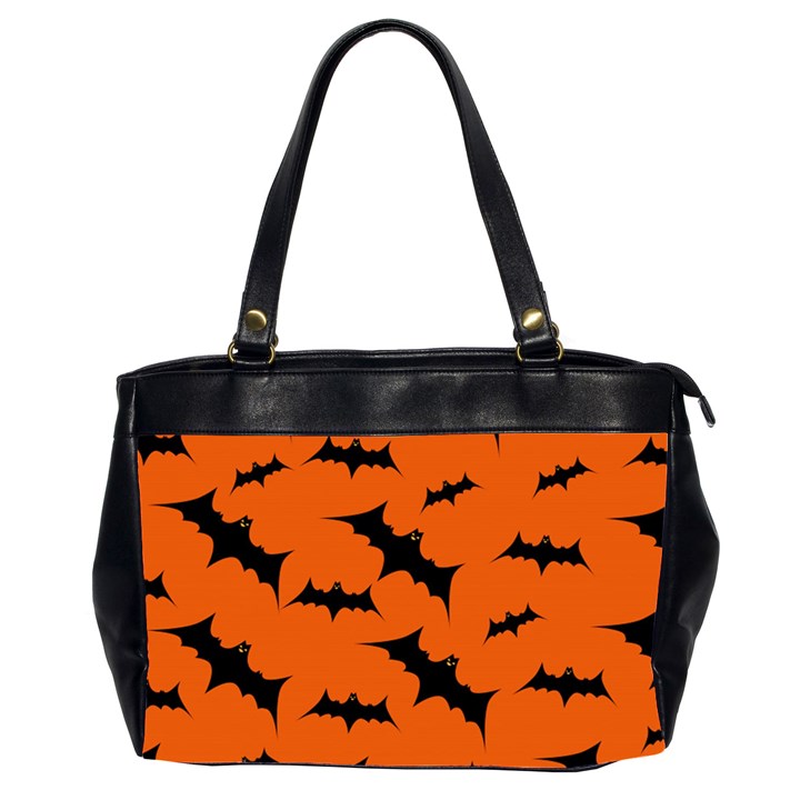 Halloween Card With Bats Flying Pattern Oversize Office Handbag (2 Sides)