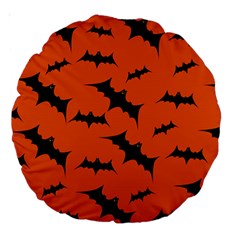 Halloween Card With Bats Flying Pattern Large 18  Premium Round Cushions by Hannah976