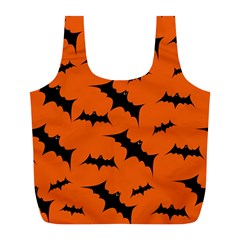 Halloween Card With Bats Flying Pattern Full Print Recycle Bag (l) by Hannah976