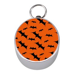 Halloween Card With Bats Flying Pattern Mini Silver Compasses by Hannah976