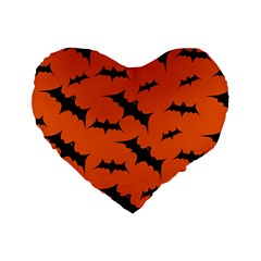 Halloween Card With Bats Flying Pattern Standard 16  Premium Flano Heart Shape Cushions by Hannah976