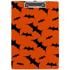 Halloween Card With Bats Flying Pattern A4 Acrylic Clipboard by Hannah976