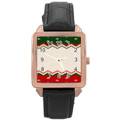 Merry Christmas Happy New Year Rose Gold Leather Watch  by artworkshop