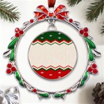 Merry Christmas Happy New Year Metal X mas Wreath Ribbon Ornament Front