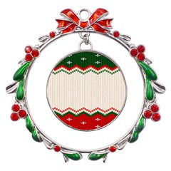 Merry Christmas Happy New Year Metal X mas Wreath Ribbon Ornament by artworkshop