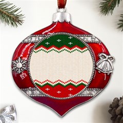 Merry Christmas Happy New Year Metal Snowflake And Bell Red Ornament by artworkshop