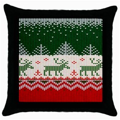 Merry Christmas Ugly Throw Pillow Case (black) by artworkshop