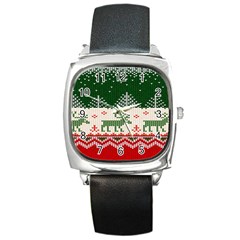 Merry Christmas Ugly Square Metal Watch by artworkshop