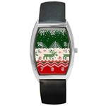 Merry Christmas Ugly Barrel Style Metal Watch Front