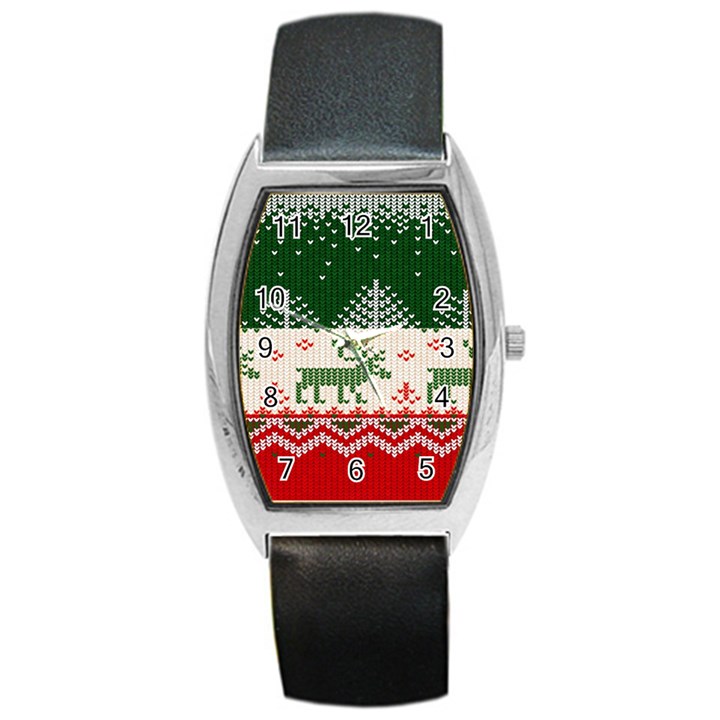 Merry Christmas Ugly Barrel Style Metal Watch