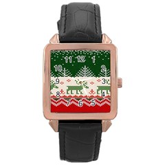 Merry Christmas Ugly Rose Gold Leather Watch  by artworkshop