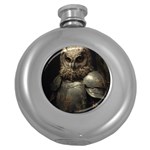 Owl Knight Round Hip Flask (5 oz) Front