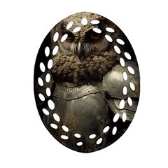 Owl Knight Oval Filigree Ornament (two Sides)