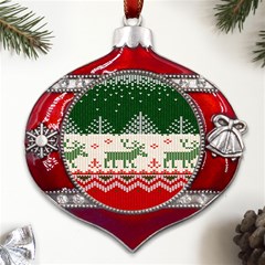 Merry Christmas Ugly Metal Snowflake And Bell Red Ornament by artworkshop