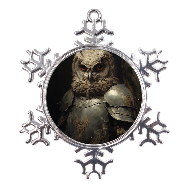 Owl Knight Metal Large Snowflake Ornament