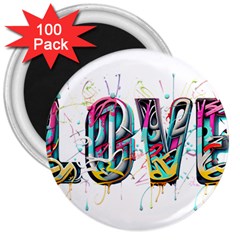 Graffiti Love 3  Magnets (100 Pack) by essentialimage