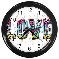 Graffiti Love Wall Clock (black)