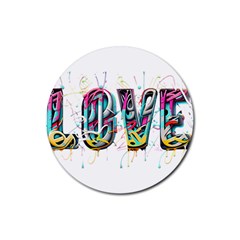 Graffiti Love Rubber Round Coaster (4 Pack) by essentialimage