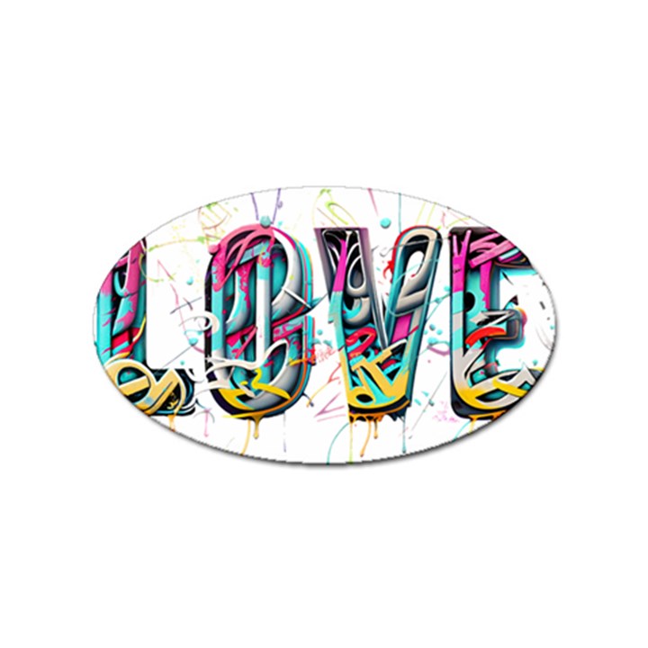 Graffiti Love Sticker (Oval)