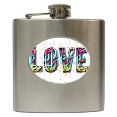 Graffiti Love Hip Flask (6 Oz) by essentialimage