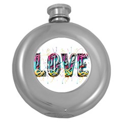 Graffiti Love Round Hip Flask (5 Oz) by essentialimage