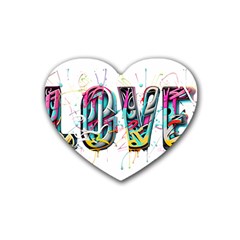 Graffiti Love Rubber Heart Coaster (4 Pack) by essentialimage