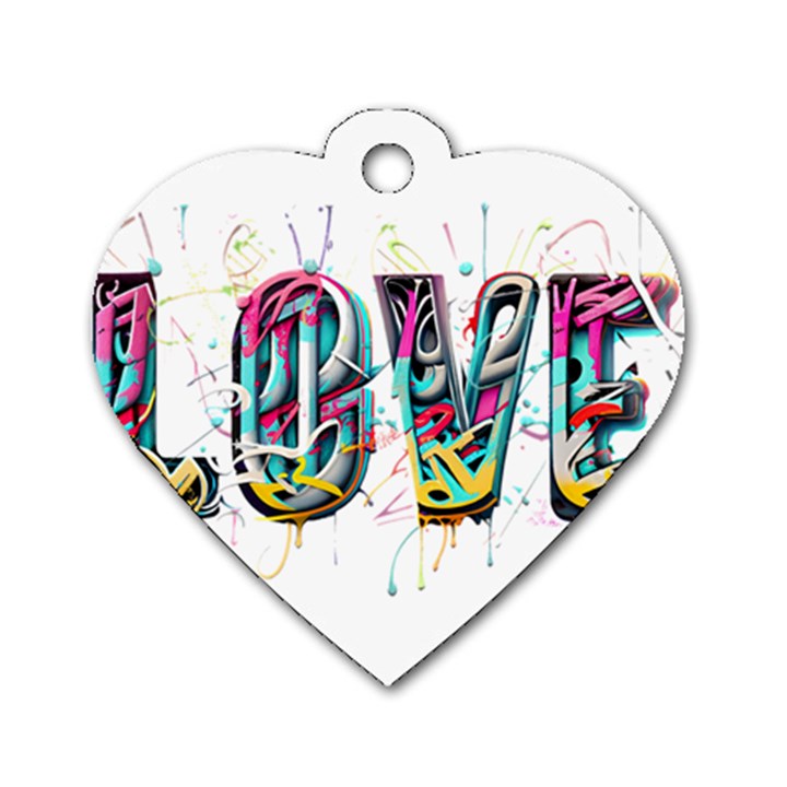 Graffiti Love Dog Tag Heart (One Side)