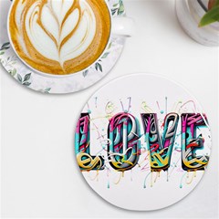 Graffiti Love Uv Print Round Tile Coaster by essentialimage