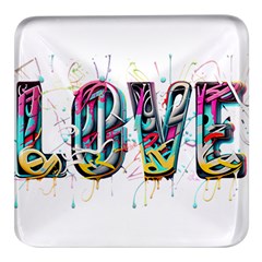 Graffiti Love Square Glass Fridge Magnet (4 Pack) by essentialimage