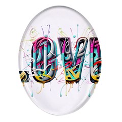 Graffiti Love Oval Glass Fridge Magnet (4 Pack) by essentialimage