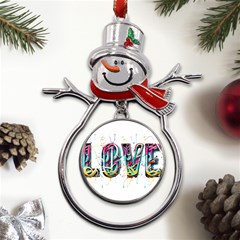 Graffiti Love Metal Snowman Ornament