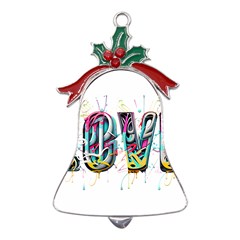 Graffiti Love Metal Holly Leaf Bell Ornament by essentialimage